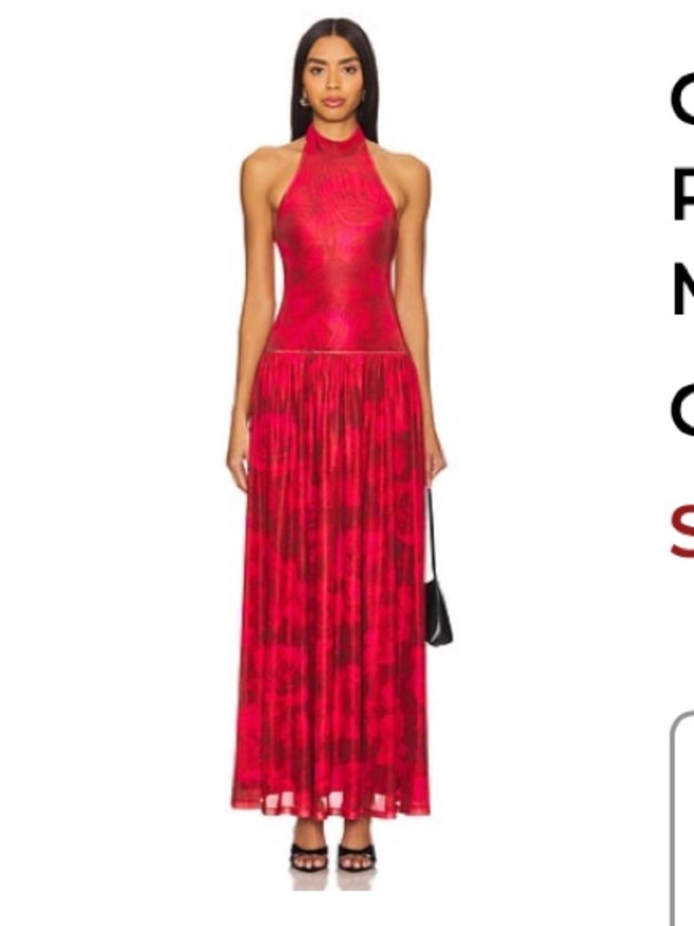REVOLVE Red Halter Maxi Dress with Subtle Pattern